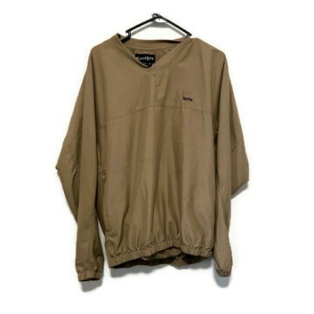Footjoy Long Sleeve Tan V Neck Pullover Men's Size M Burnt Pine Golf Course